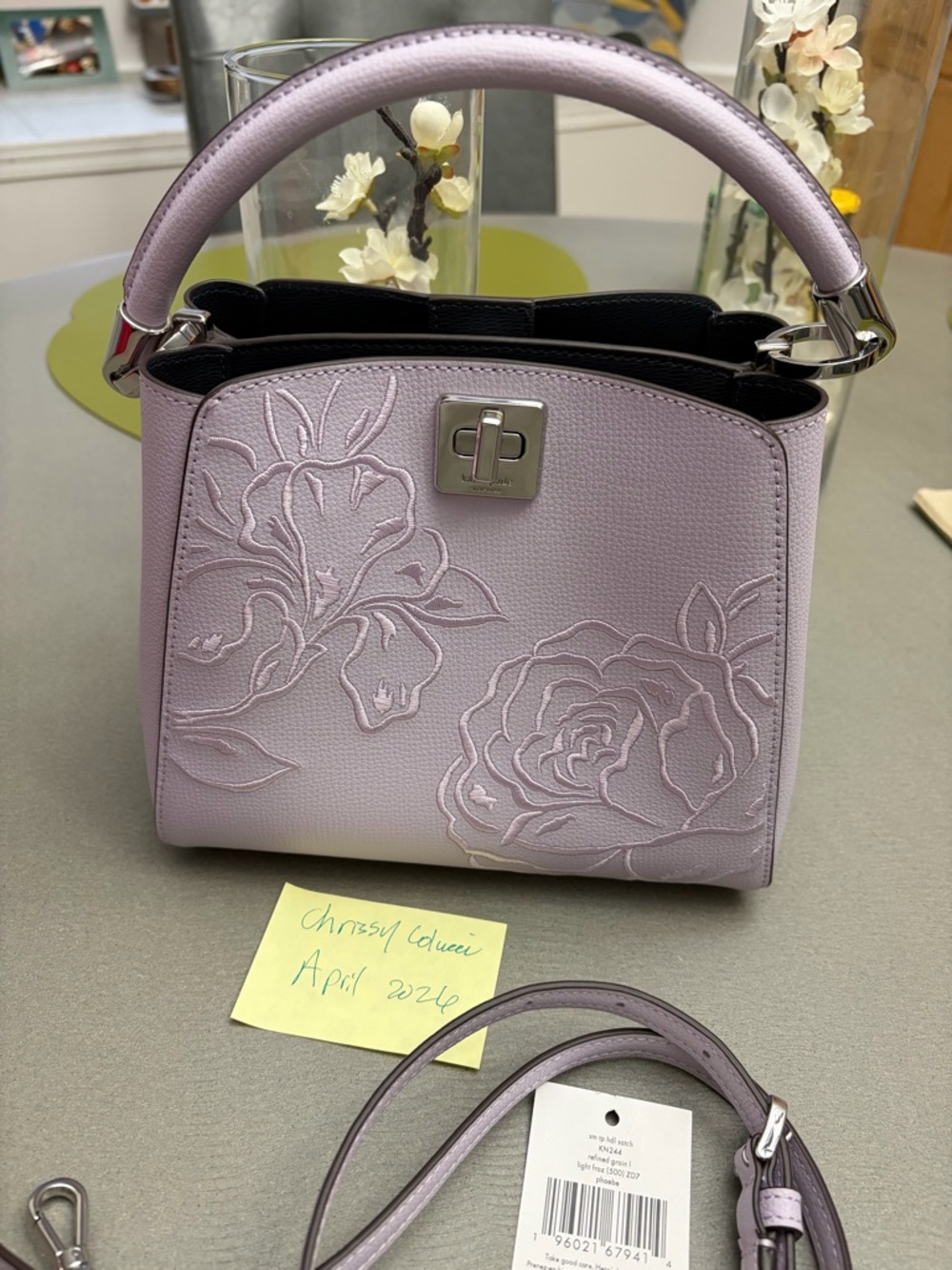 Kate Spade Phoebe Lavender Floral Embossed Bag